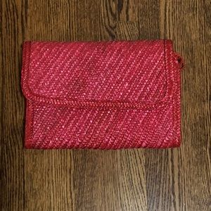 Vintage Red Straw Clutch Bag